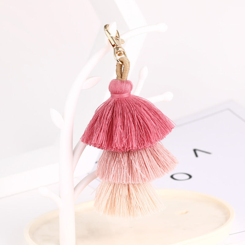 Wholesale Bohemian Tassel Cotton Thread Keychains